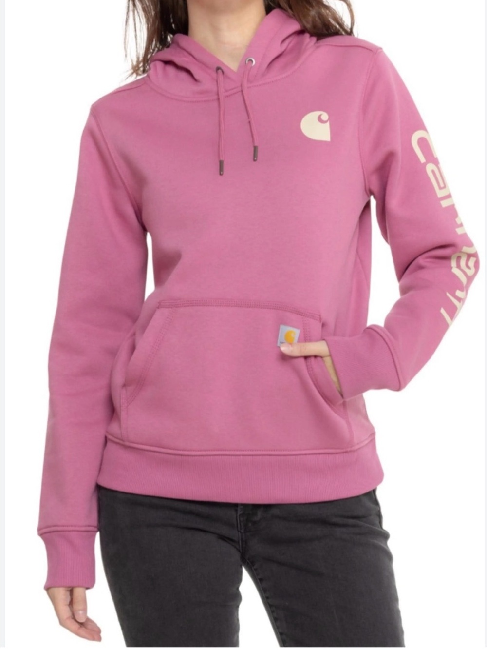 Carhartt Women's Dusty Pink Logo Pullover Hoodie